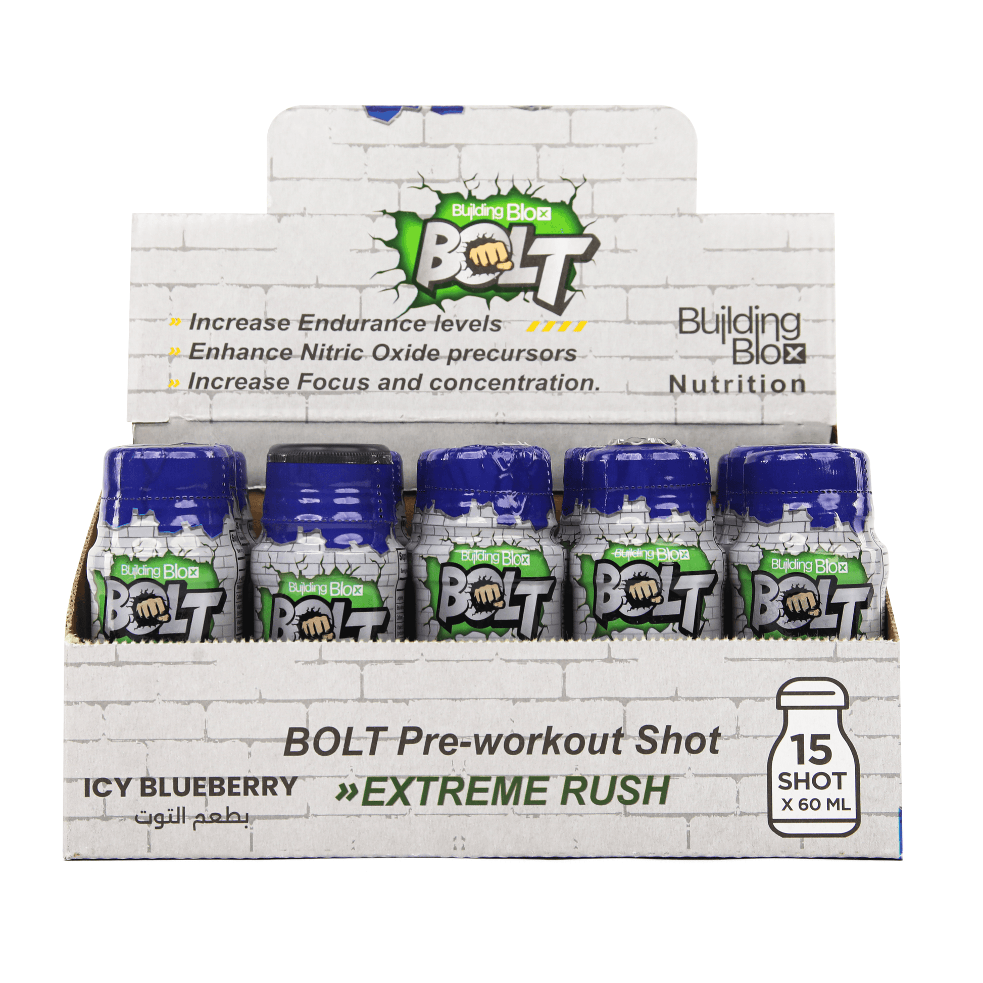 BOLT Pre-workout (Blueberry - Pack of 15 Shot) - Building Blox Nutrition