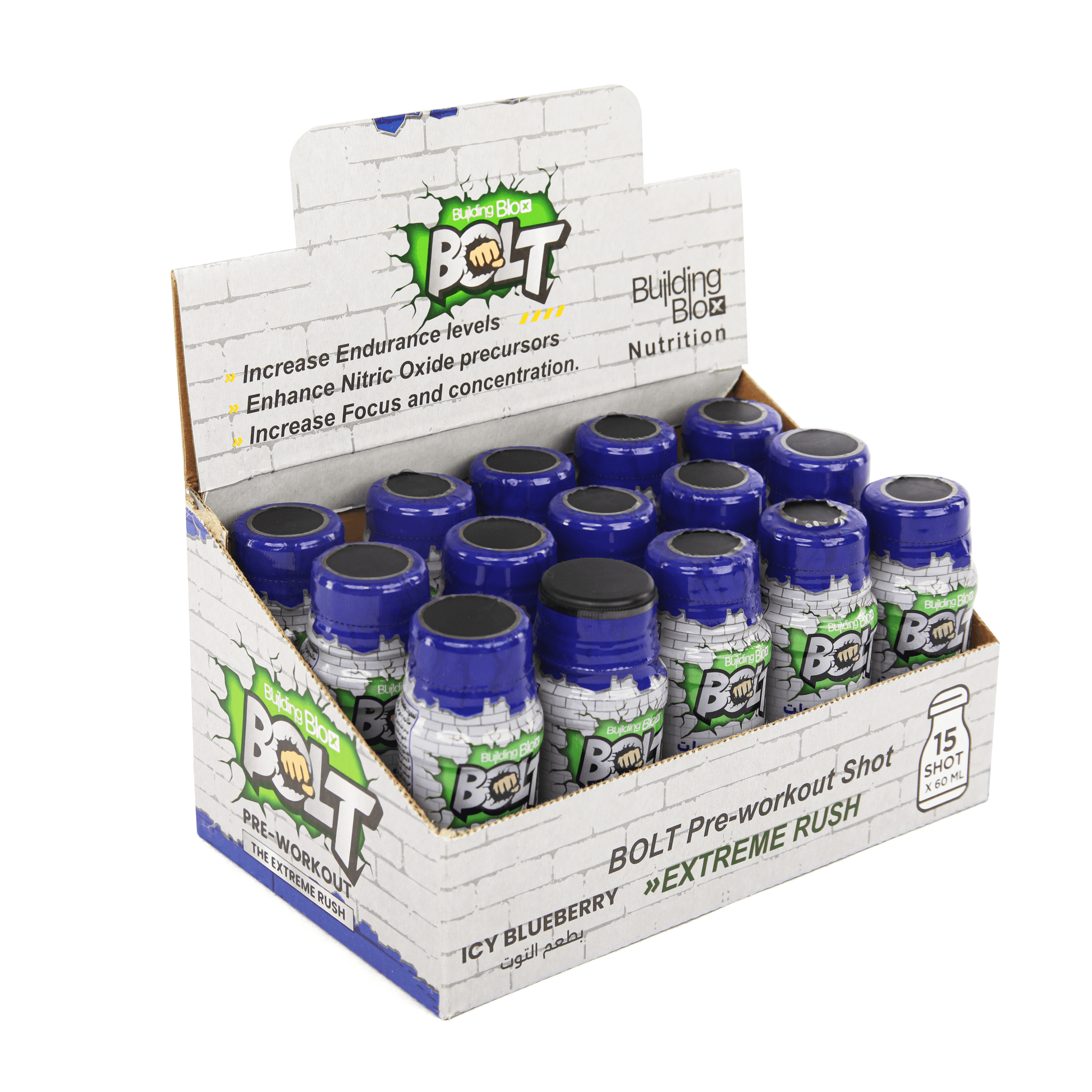 BOLT Pre-workout (Blueberry - Pack of 15 Shot) - Building Blox Nutrition