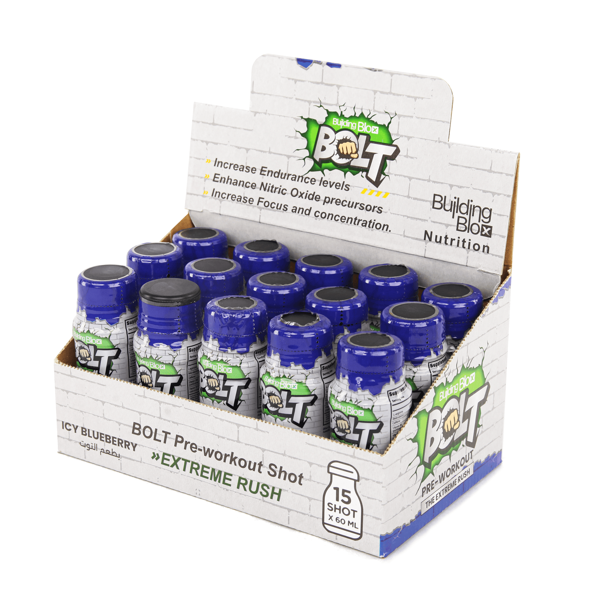 BOLT Pre-workout (Blueberry - Pack of 15 Shot) - Building Blox Nutrition